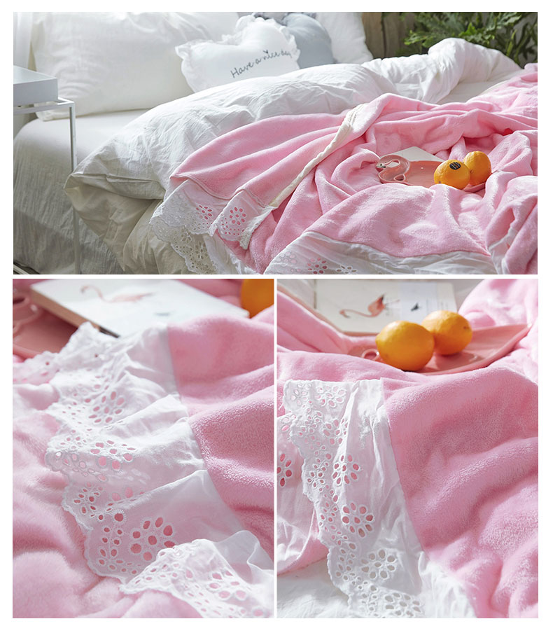 Giường lanh chăn sofa in lưới đỏ cô gái trái tim nhung nhung flannel hồng flannel giải trí chăn chăn - Ném / Chăn