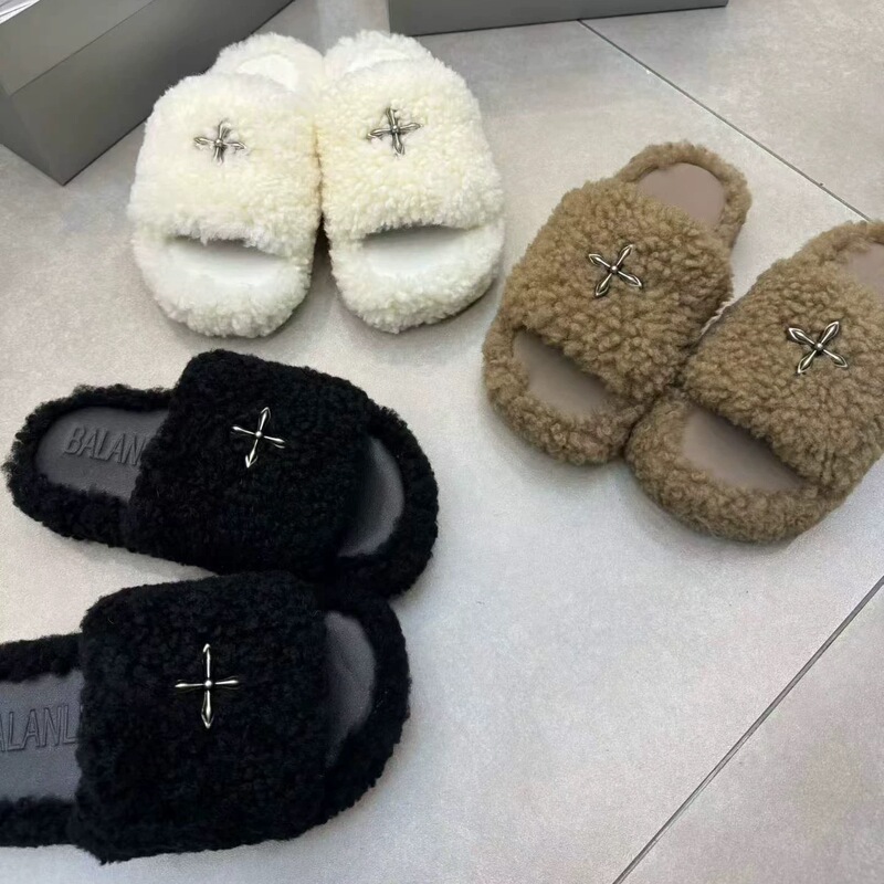 Ttyy Teddy Bear Curly Fur 2026 New Genuine Leather Sheepskin Slippers Thick-Soled Casual Versatile Women's Shoes One-Strap Slippers