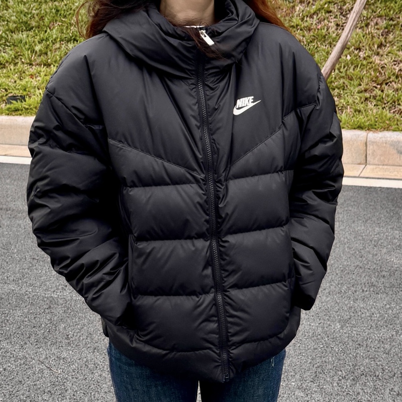 Nike Black Hooded down Jacket Women's Thick Warm Sports Jacket Winter New Model Dq5904