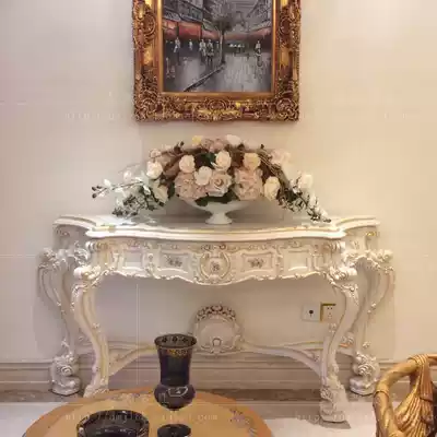 European-style entrance cabinet French solid wood carved porch table living room decoration table high-end corridor foyer wall table