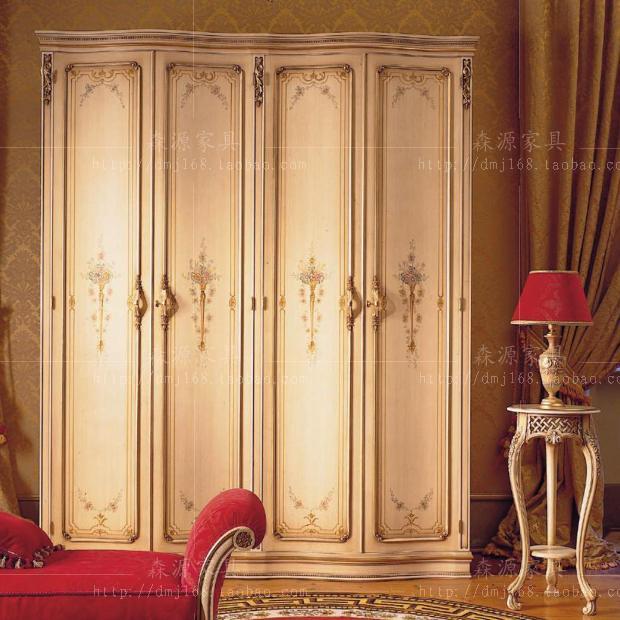 Eurostyle Furniture Italy Villa Wardrobe Solid Wood Carvings Painted Four Doors Cabinet Shanghai Beijing Large Wardrobe Containing Cabinet