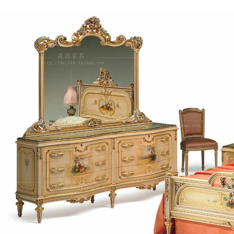 Eurostyle solid wood makeup bench French style extravaganza Painted Makeup Table Makeup Mirror Villa Home Innate bedroom Makeup Bench