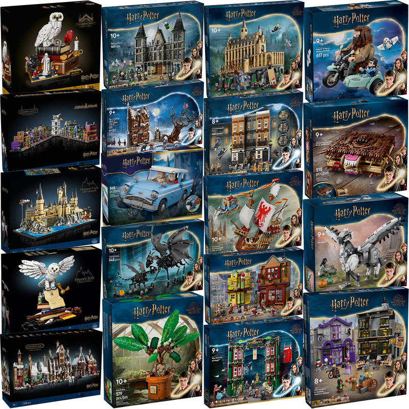 Hogwarts Castle, School Medical Room, Manor, Monster Book of Monsters, Shrieking Shack, Great Hall, Hufflepuff House, Hat, Wizarding Bank, Moed Station