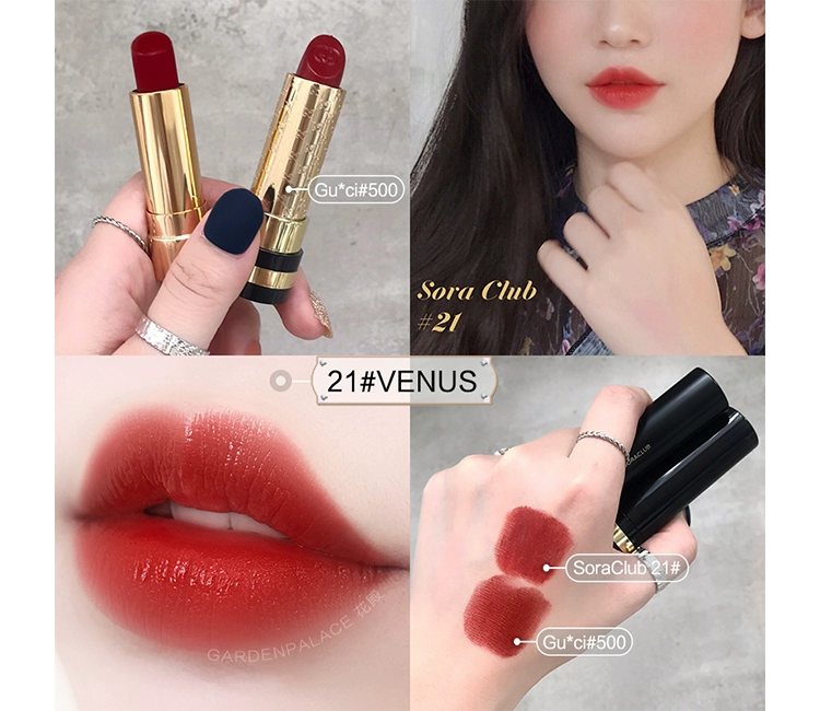 Hoa Temple Sora club Soft Light Ngọn hải đăng Nhấn Son môi Nữ Sinh viên Niche Son môi giá rẻ Cow Blood Matte Orange - Son môi