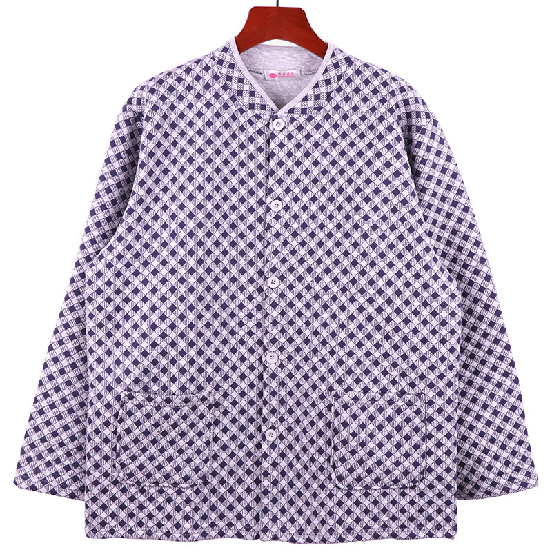 Middle-aged and elderly men's three-layer thickened cotton jacket pure cotton loose plus fat large size cardigan mid-thick warm jacket