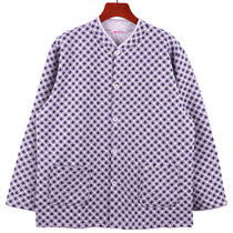 Middle-aged and elderly mens three-layer thickened padded jacket pure cotton loose plus fat large size cardigan medium-thick warm top