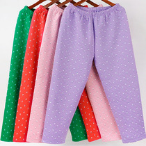 Autumn and winter womens warm pants middle-aged and elderly high-waisted loose pure quilted plus fat large size home loose long autumn pants single piece