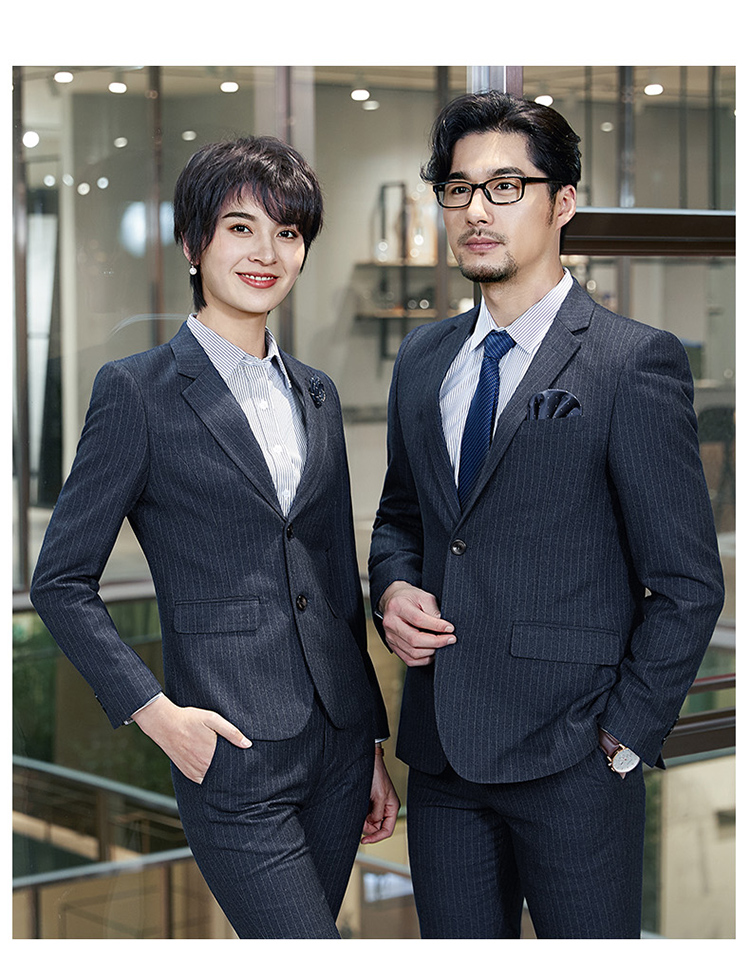 Bộ đồ sọc xanh Bộ đồ nam và nữ áo vest nam cao cấp
