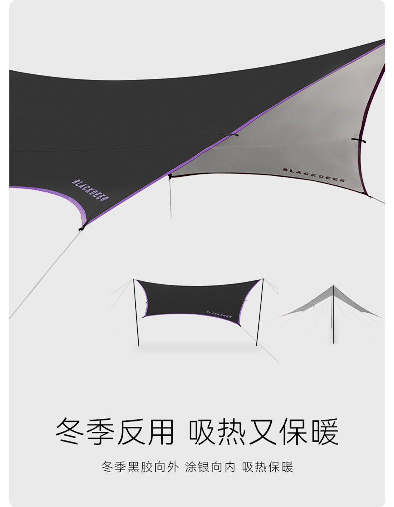 Атриум 黑鹿户外黑胶天幕露营野营遮阳蓬野餐便携式装备防水折叠防晒云荫 Blackdeer