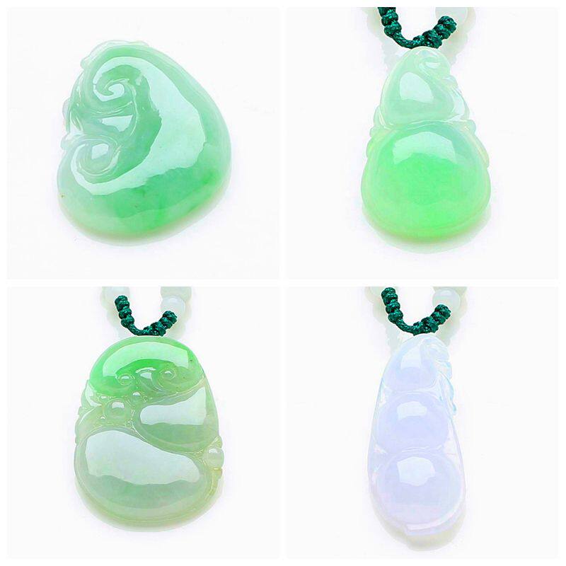 Natural A Goods Emerald Ice Seed Four Season Beans Purple Hyacinth Emerald Ruyi Fu Guyang Green Jade Pendant Emerald Necklace