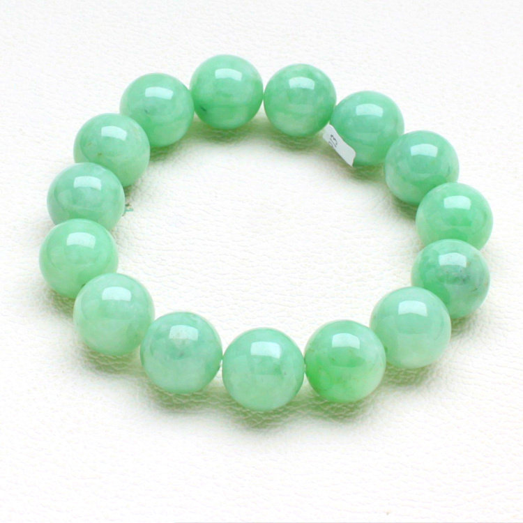 Natural A goods emerald full of green handmade Myanmar jade round pearl emerald hand alchemy with male and female jade bracelet with certificate