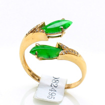 Natural Old pit A cargo ice breed high green full green floating flowers ring surface 18k rose gold inlaid with female ring with certificate