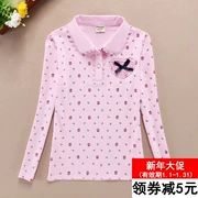 Áo thun bé gái tay dài trong bé trai lớn mùa xuân 2019 mẫu áo sơ mi cotton cotton 8 chiếc áo khoác bé gái tiểu học 15 tuổi