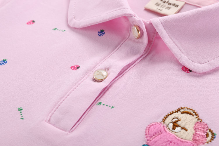 Áo thun bé gái cotton dài tay 2019 Xuân-Thu Trẻ em Gấu Lapel Áo thun rộng Áo bé trai Sinh viên hàng đầu áo thun trẻ em giá sỉ