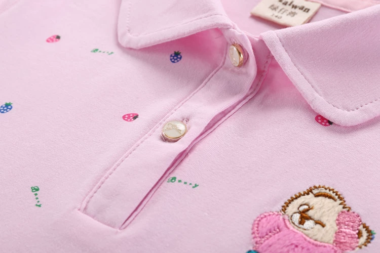 Áo thun bé gái cotton dài tay 2019 Xuân-Thu Trẻ em Gấu Lapel Áo thun rộng Áo bé trai Sinh viên hàng đầu áo thun dài tay bé gái