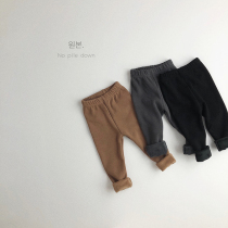 pp comfortable ~ 20 autumn and winter new children Korean version plus velvet leggings boys and girls solid color wild wild temperament warm bomb