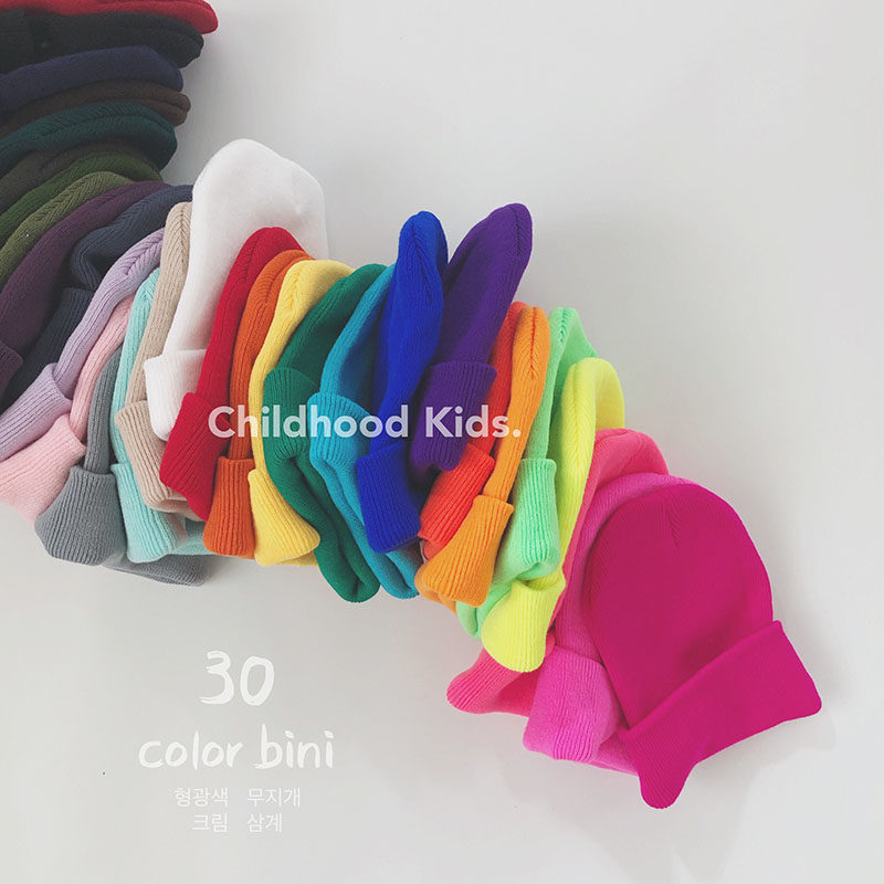 Hats all over the world 2022 new autumn children's knitted hat tide fluorescent color men's and women's pullover cap wool