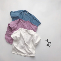 Soft childrens T-shirt pure cotton 20 summer thin men and girls bamboo cotton short sleeve half Korean loose foreign fashion tide fashion