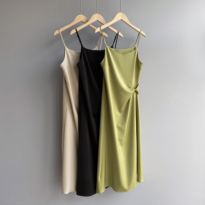 Pair It with a Blazer and a Suspender Dress for Women, a Summer Beach Vacation Acetate Satin High-End Elegant Long Dress Pair It with a Blazer and a Suspender Dress for Women, a Summer Beach Vacation Acetate Satin High-End Elegant Long Dress