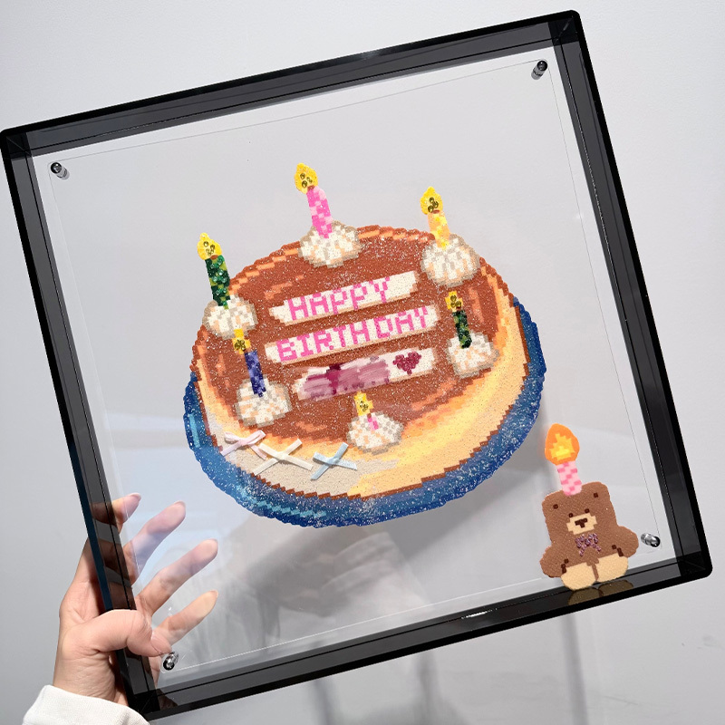 Birthday Cake Bean Photo Frame Colorful Acrylic Double-Sided Transparent Display Frame Handmade DIY Gift for Friends Birthday Cake Bean Photo Frame Colorful Acrylic Double-Sided Transparent Display Frame Handmade DIY Gift for Friends