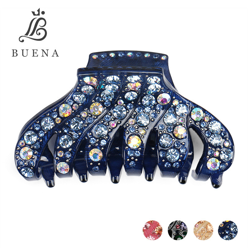 Acrylic Rhinestone Hair Claw with Six Large Rhinestones, Hair Accessory, Back of the Head Shark Clip, Hairpin