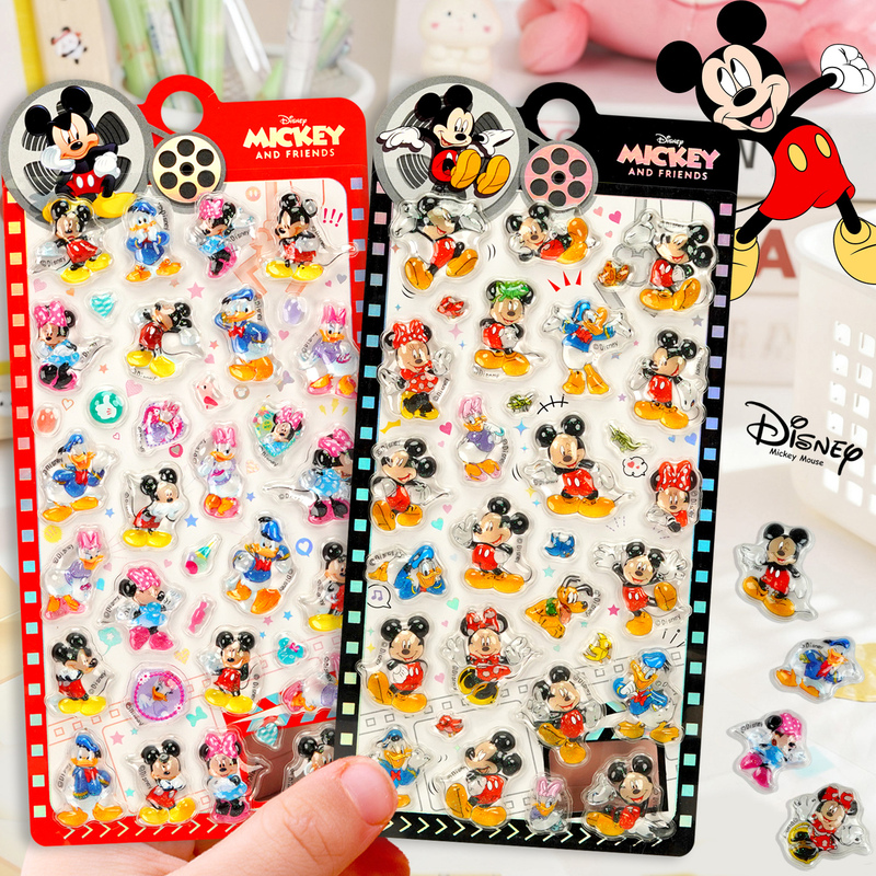 Mickey Mouse 3D Relief Stickers Girl Cartoon Crystal Minnie Donald Duck Phone Case Decoration Stickers