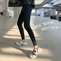 Shark skin black underpants woman outside wearing spring and autumn slim fit South Korea tight close-up skinny and slim leg pants yoga elastic 90%