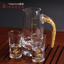 Tongyue gold foil wine dispenser set home high-grade gift combination lead-free crystal glass white wine special Cup
