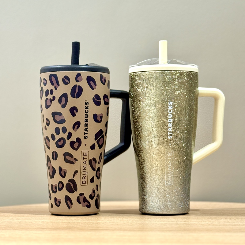 Starbucks Cup 2026 Weather Bureau Leopard Print Coffee Tone Brumate Desktop Car Handle Stainless Steel Straw Cup