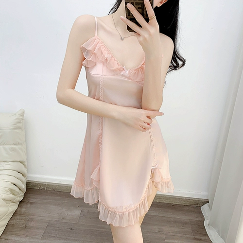 Шелковая сексуальная осенняя демисезонная кружевная пижама, топ с чашечками, банный халат, комплект, «Холодное сердце», кружевное платье, эффект подтяжки