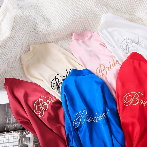 Осенняя пижама для невесты, красный банный халат, для подружки невесты