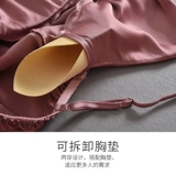 Летняя шелковая тонкая пижама, сексуальный топ с чашечками, городской стиль, облегающий крой