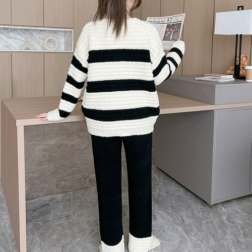 Зимняя пижама, коралловый бархатный флисовый лонгслив, популярно в интернете, коллекция 2022, увеличенная толщина