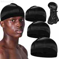 Solid Color Wave Caps With Durag for Men Headwear Soft Elast