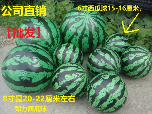 Watermelon Small Leather Ball Children Kindergarten Inflatable Elastic Pat Jersey Ball Big Ball Size Leather Ball Children Handle Toys