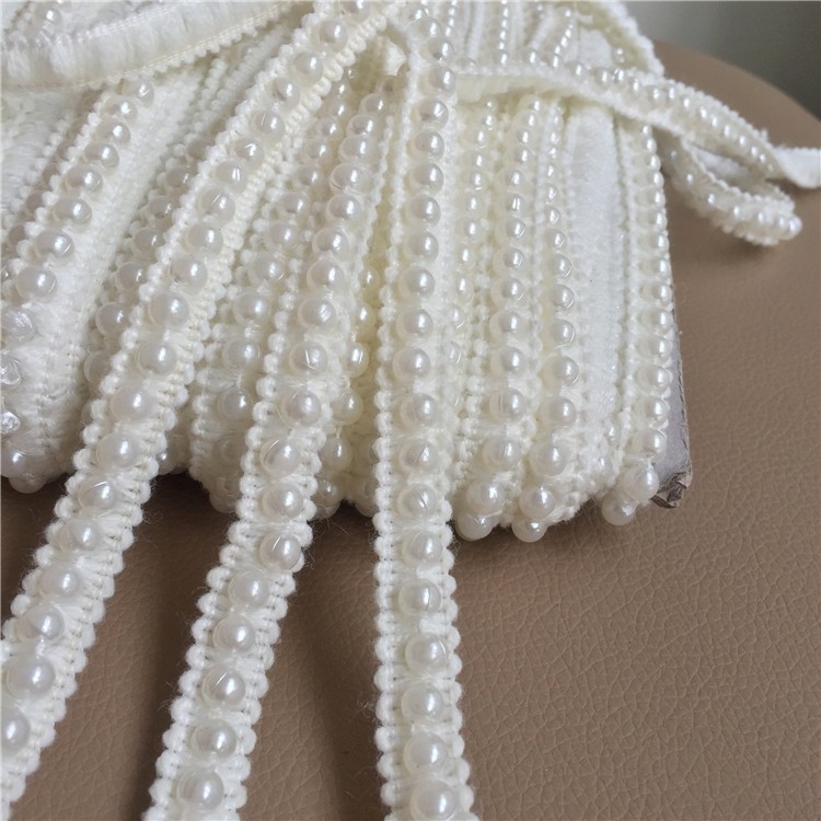 10 Yards/Lot Perlenbesetzte Spitzenborte DIY Handgefertigte Hochzeitskleid-Verzierung Wollperlen-Spitzenzubehör Spitzenstoff RS550 – Detail 2