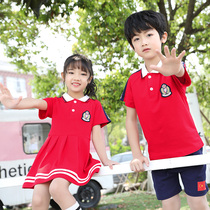 Kindergarten garden clothes Summer clothes British style girls and childrens college style class clothes Summer teacher primary school uniform set