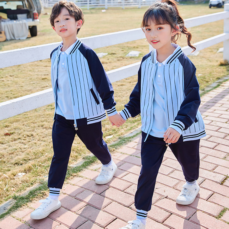 Kindergarten Garden Clothing Spring Autumn Clothing Pure Cotton Suit Children Blue Striped Class Clothes Autumn Sportswear School Uniforms For Elementary School Students