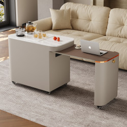 Jian Xiangsen Modern Minimalist Movable Adjustable Coffee Table for Small Apartments, Living Room Side Cabinet with Wheels, Tea Table