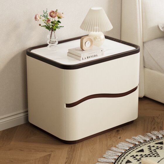2026 New All Solid Wood Bedside Table Home Bedroom Bedside Table Modern Simple Storage Cabinet Two Drawers Free Installation