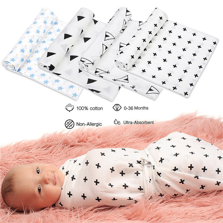 Pure cotton 2 layer gauze wrapper ins explosive Amazon baby bath towel cart cover blanket anti-startle hug bag blanket