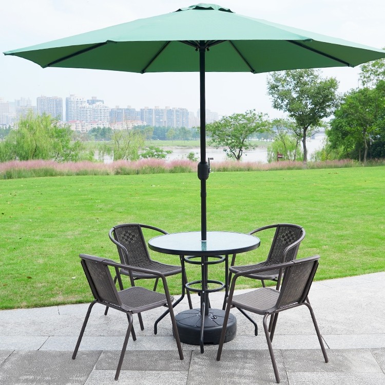 Outdoor table and chairs with umbrella rattan outdoor courtyard coffee outdoor waterproof sunscreen balcony leisure wrought iron terrace combination