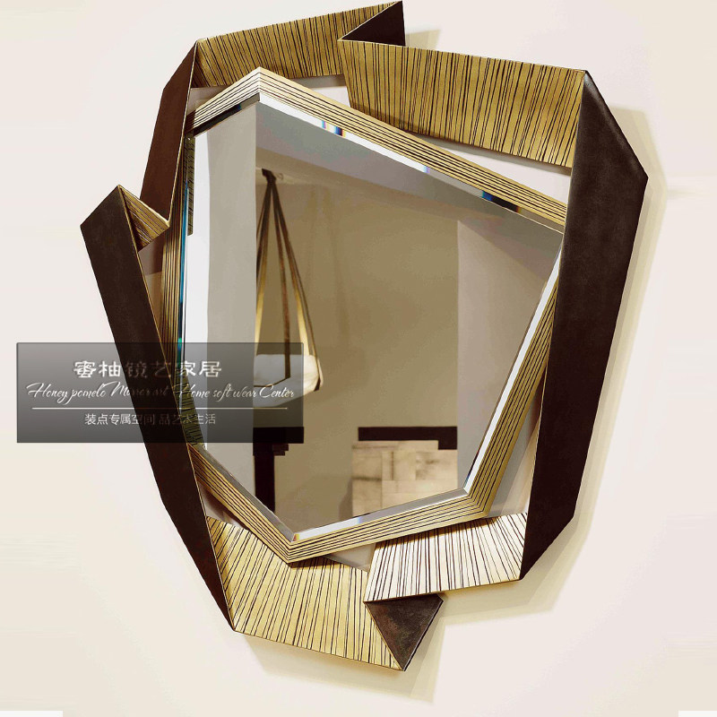 Modern light luxury irregular decorative mirror INS simple creative hardware mirror special-shaped soft decoration showroom entrance mirror custom 