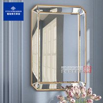  Nordic small apartment model room Bathroom mirror Bathroom makeup mirror Wall-mounted dressing mirror soft home decoration mirror