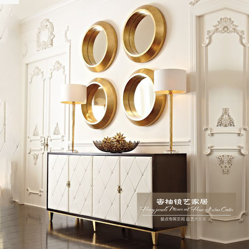 European-style light luxury three-dimensional round frame can be combined decorative mirror American fireplace wall hanging mirror living room sofa background wall mirror