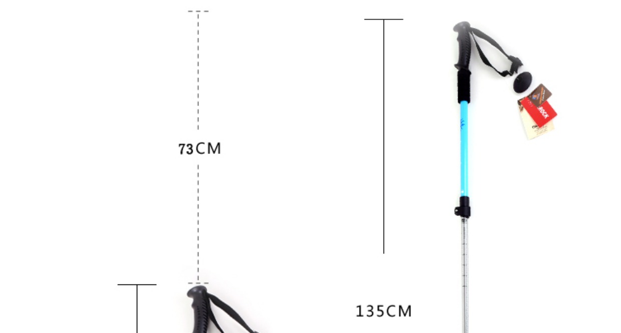 Khóa gấp ngoài trời trekking cực hợp kim nhôm kính thiên văn dính bên ngoài khóa / khóa ba tay cầm thẳng T xử lý hai miếng gậy leo núi đa năng