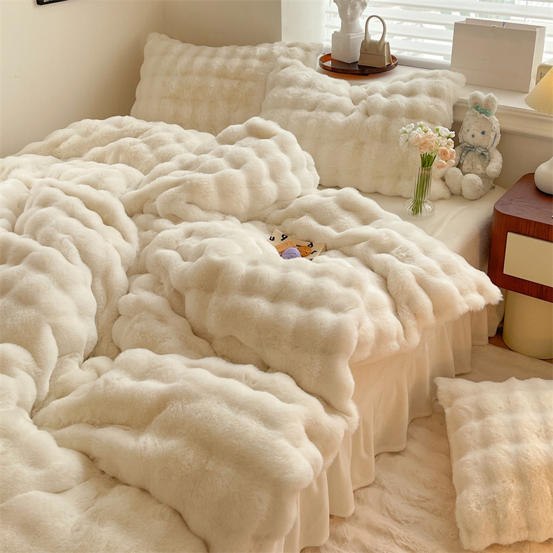 2025 New Rabbit Fur Plush Milk Velvet Four-Piece Set Coral Velvet Flannel Thickened Warm Velvet Winter Bedding 2025 New Rabbit Fur Plush Milk Velvet Four-Piece Set Coral Velvet Flannel Thickened Warm Velvet Winter Bedding