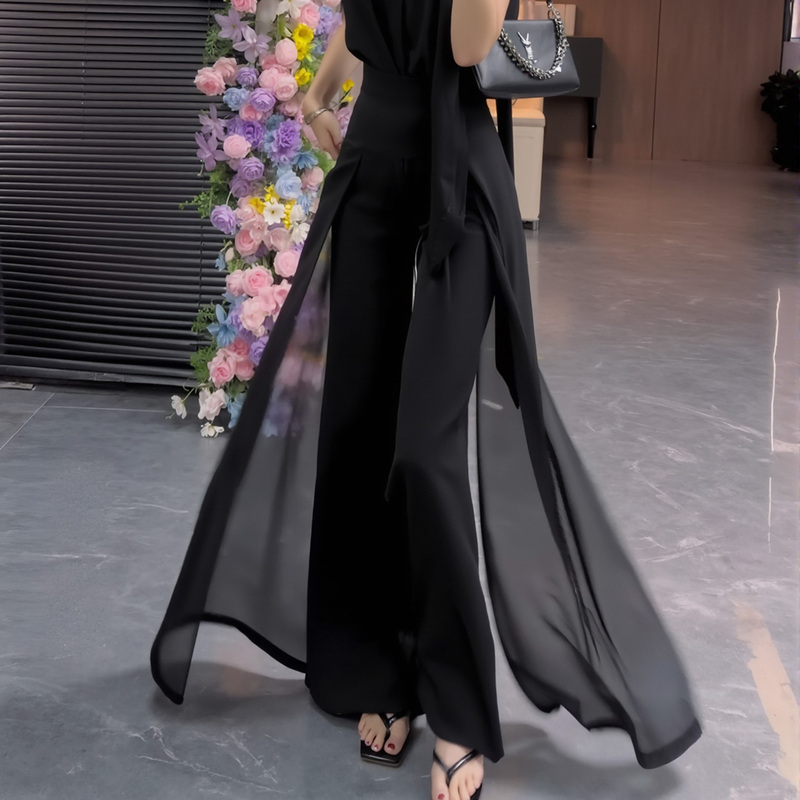 Xiangzuan American-Style Light Luxury Black Flowy Flared Casual Pants for Women, 2026 Summer New High-Waisted Slimming Trendy Fashion Xiangzuan American-Style Light Luxury Black Flowy Flared Casual Pants for Women, 2026 Summer New High-Waisted Slimming Trendy Fashion