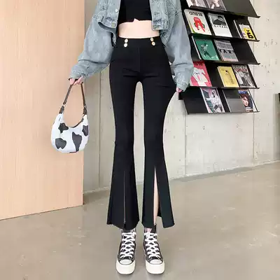 Small man 150cm Autumn Winter Bell pants autumn and winter sexy high waist slim tight split design color ankle-length pants
