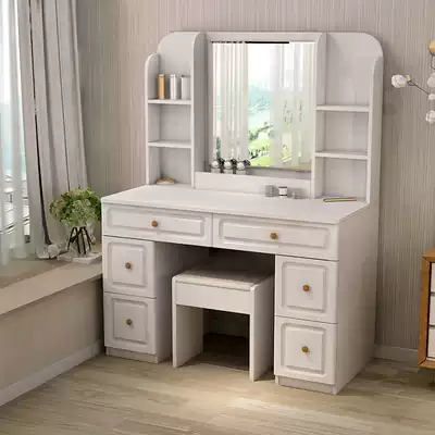Makeup table bedroom simple modern small apartment desk integrated makeup table solid wood color table with mirror ZC